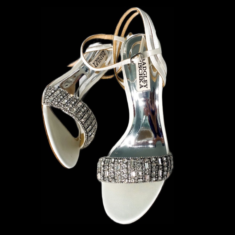 Evening Satin Heels With Rhinestones